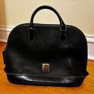 Dooney & Bourke Women Handbags Pebble Leather Zip Satchel Black Color